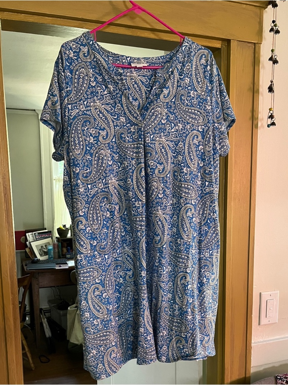 J. Jill Blue Paisley Short Sleeve Tunic